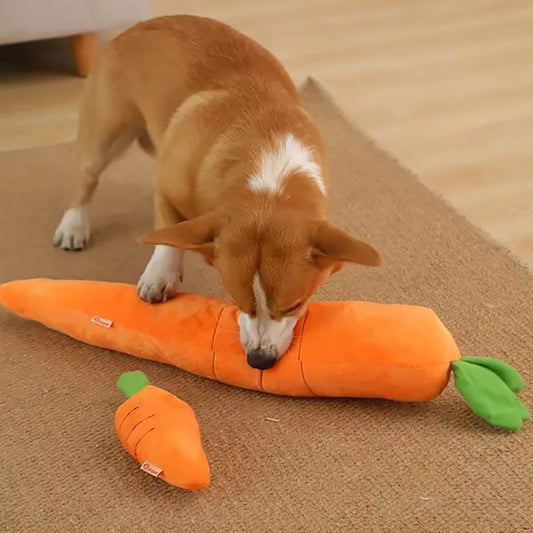 Carrot Squeaky Plush Toy - Interactive Dog Toy